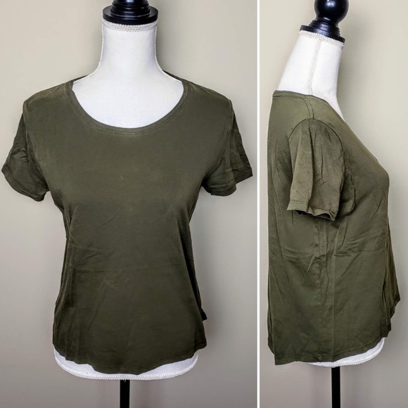 Tshirt Forest Green Short Sleeve Boho 